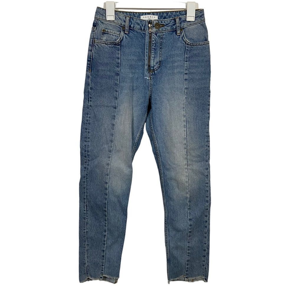 Sandro Paris Medium Wash High Rise Straight Leg Jeans